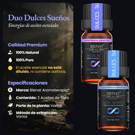 Bienat Aromaterapia Paquete Kit de 2 Aceites Esenciales Dulces Sueños (Dulces Sueños 1 y 2) 10mL