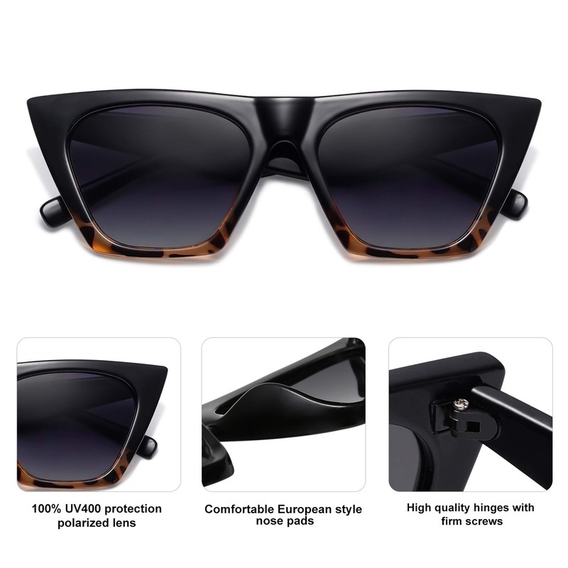 SOJOS Gafas de sol polarizadas vintage Cateye para mujer, con