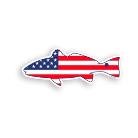 USA Redfish Sticker - Red Fish Patriotic American Flag Fishing Decal Vinyl Die Cut