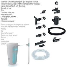 Accessory Set for Rainwater Tanks/Barrels (Pack of 5) ICANSET 7, Dimensions (mm) 300 x 55 x 370