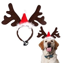Dog Christmas Pet Headband - 1 x Cat Dog Christmas Costume Reindeer Antlers Headdress Headband, Christmas Hat Dog Cat Costume Elk Headband Gifts for Dog Costume Christmas