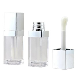 2 Pcs 10ml Square Lip Gloss Tubes Empty Lip Oil Containers with Wand Liquid Lipstick Sample Container Lipstick Vials Bottle