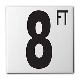 Ceramic Swimming Pool Waterline Depth Marker "8 FT" Smooth Finish, 5 inch Font