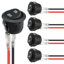 ZDRU 5Pcs Round Rocker Switch, ON/Off Round Toggle Switch, SPST 2 Pin with Pre-Wired Leads 12VDC 6A/250V 10A/125V AC, Snap-in Design for Car Boat RV Automotive
