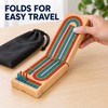 Wooden 3-Track Cribbage Board Game with 9 Pegs, Playing Cards