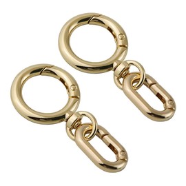 [FUSSED] 2pcs Key Ring, Backpack Buckle, Spring Gate O-Ring Round Snap Clip Zinc Alloy for Key Ring Buckle, DIY Craft Making Lobster Clasp, gold
