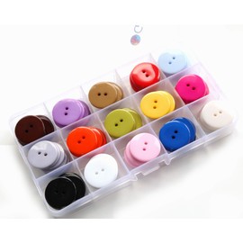 GANSSIA 1 Inch Multicolored Buttons 2 Holes 25mm Resin Button for Sewing and Craft Pack of 105pcs (Each Color 7 PCS)