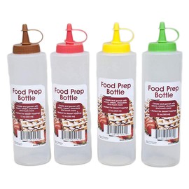Set of 4 Black Duck Brand 12oz Food Prep Bottle Assorted Color Top - Red, Green, Brown, Yellow (4)