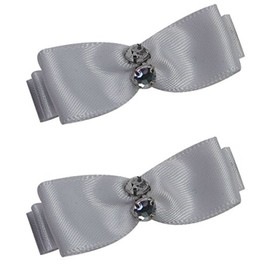 Mini Satin Hair Bow Set for Toddlers and Girls By Funny Girl Designs (White)