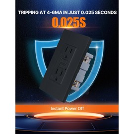 MOES GFCI Outlet 15 Amp, Self-Test GFCI Electrical Outlet with Weather & Tamper Resistant Receptacle, Screwless Wall Plate, LED Indicator, Outdoor or Indoor Use, UL Listed, Matte Black, 6 Pack
