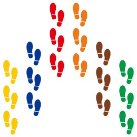 CAOCAOOO 6 Colors 18 Pairs 36 Prints Footprints Floor Decals 7″ Shoe Stickers Colorful FEET Floor Sign Party Decor