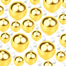 TMCLHXYNF 300Pieces Floating NO Hole Pearls and 2800 Pieces Water Beads for Centerpiece Glass Vases,Floating Gold Plated Pearls Beads for Tall Vase Filler Floating Candles for Wedding Table Decor