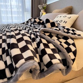 PAJEO Fluffy Throw Blanket,Soft Fleece Sherpa Cozy Fuzzy Plush Warm Thick Faux Fur Throw for Couch Bed Home Living Room Decor Blanket Gifts for Women Men Black and White Squares 60x80 Inches