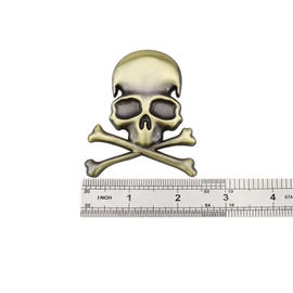 Pack of 2 3D Skull Zinc Alloy Metal Car Sticker Skull Emblem Badge Car Styling Sticker Accessories for Car Motorcycle (Brozen)