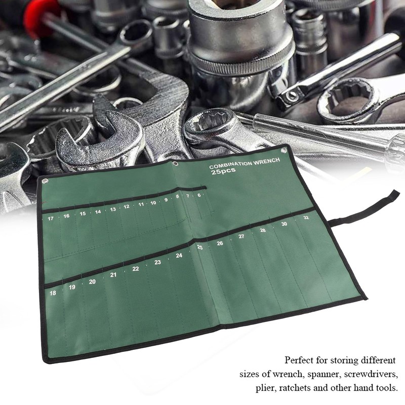 Canvas Wrench Set Bag, Wrench Tool Roll Up Pouch, Multi