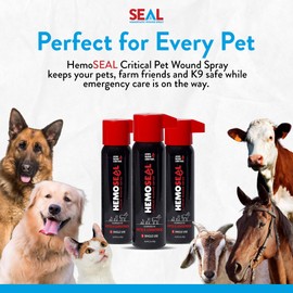 BC3 Technologies Hemoseal Critical Wound Spray fopr Pets & Livestock - Perfect for Dogs, Cats, Horses, & Livestock - Single Use 2.8 oz.