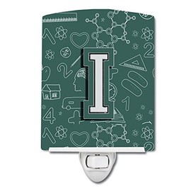 Caroline's Treasures CJ2010-ICNL Letter I Back to School Initial Ceramic Night Light Compact, UL-Certified, Ideal for Bedroom, Bathroom, Nursery, Hallway, Kitchen, 6x4x3, Multicolor
