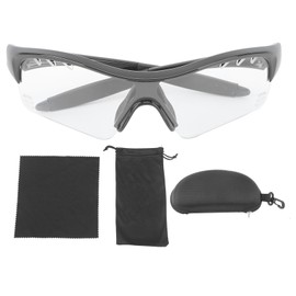 Outdoor Sunglasses Windproof UV Protection TR Ergonomics Riding Sunglasses for Hiking Children Black Frame Transparent Lens