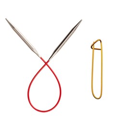 ChiaoGoo Knit Red 9 inch (23cm) Circular Knitting Needles US Size 4 (3.5mm) Stainless Steel 6009-4 with Stitch Holder