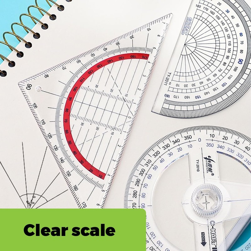 JEYORZY Set of 3 Protractors, Set Square Triangle, Circle Protractor,
