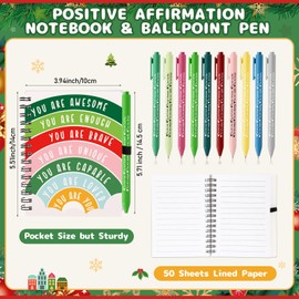 Thenshop 80 Pcs Team Employee Appreciation Gifts Bulk: 40 Mental Health Wellness Journals & 40 Self Care Pens for Women Coworker Office Staff Social Worker Healthcare Docotor Nurse (Christmas Color)
