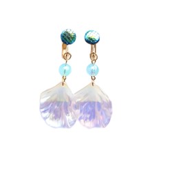 Mermaid Earrings Resin Clear Seashell Drop Earrings Mermaid Scales Clip on Earrings Sea Shell Earrings Jewelry for Women (Light Blue)