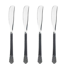 Gourmet Settings 4-Piece Knife Set-Avalon Collection Polished/Matte Stainless Steel Spreaders-Cheese and Butter Spreading Knives, 6.75 inches, Dishwasher Safe