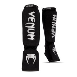 Venum Kontact Shin Guards - Black/Silver - Small