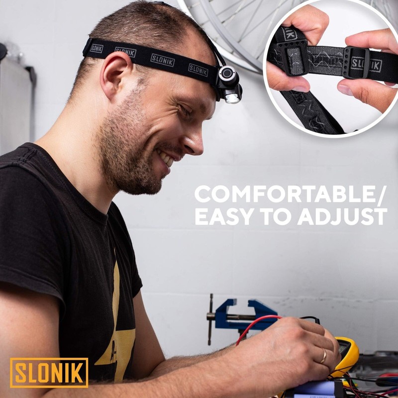 SLONIK Headlamp Rechargeable - 1000 Lumen LED USB Rechargeable Headlight