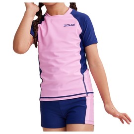 karrack Girls Two Piece Swimsuit Girls Water Sport Shorts Swimsuit Kids Swimsuit UPF 50+ Sun Protection Bathing Suits Purple/Orchid (Size 6-7 Years)