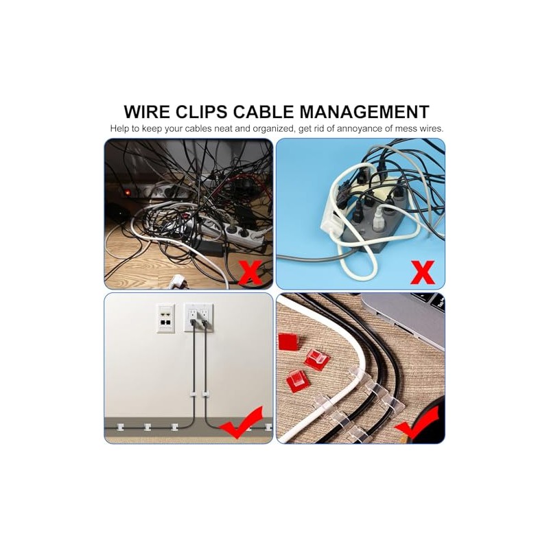 50 Piezas Clips Organizador de Cables Autoadhesivo, Transparente