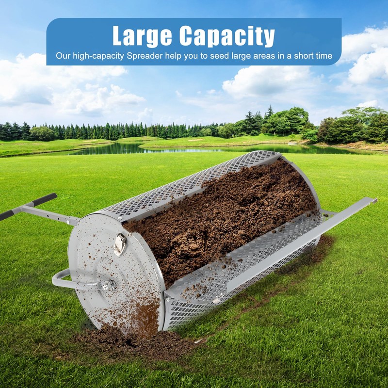 Dollate Large Compost Spreader for Lawn, 27" Spreader with Adjustble