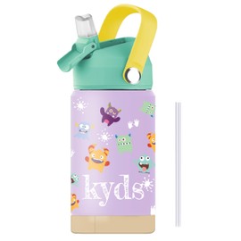 kyds® Children's Water Bottle, Thermal Stainless Steel Water Bottle, Leak-Proof, with Straw, Hygienic Flip Lid, BPA-Free, Dishwasher Safe Lid, Drinking Bottle for