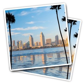 Vinyl Square Stickers (Set of 2) 10cm - San Diego California USA America for Laptops, Tablets, Luggage, Scrap Booking, Fridges #51968