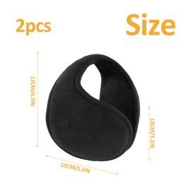 Shengxi Fleece Earmuffs, Pack of 2, Ear Muffs, Ear Warmers, Men's Winter Accessories for Men and Women (Black Grey), Black, grey.