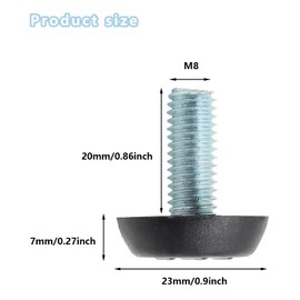 Auvotuis 20 Pcs M8 Adjustable Furniture Levelers Screw On Furniture Glide Leveling Foot Screw in Threaded for Chair, Table, Furniture Legs (M8 x 20mm)