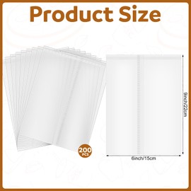 Yexiya 200 Pcs Heat Seal Cookie Bags Matte Frosted Cellophane Cookie Bags Flat Edge for Treat Chocolate Candy Desserts Snack Packs for Gift Giving (6 x 9")