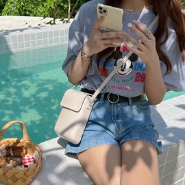 Gincci Women's Shoulder Bag, Crossbody Bag, Mini Bag, Leisure Bag, PU Leather, Mini Pouch, Sacoche, Smartphone Pouch, Portable, Vertical, Small, Popular, Cute, white