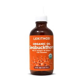 Lekithos Organic Seabuckthorn Oil 4oz - Nourishing Facial Oil, Rich In Omega-7 & Omega-9! 60 Servings, European Quality, CO2 Extracted, USDA Organic