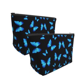 moremohome butterfly makeup bag,blue butterfly bag,accessories y2k,butterfly purse for women,Makeup Bag Organizer,Large Capacity Travel Cosmetic Bag,Toiletry Bag