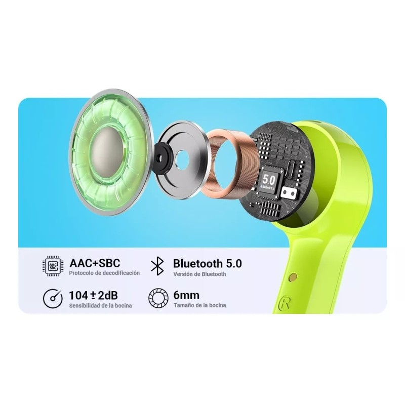 Acefast Audifonos Inalámbricos Pantalla Digital Reducción Ruido Ipx4 Color Verde