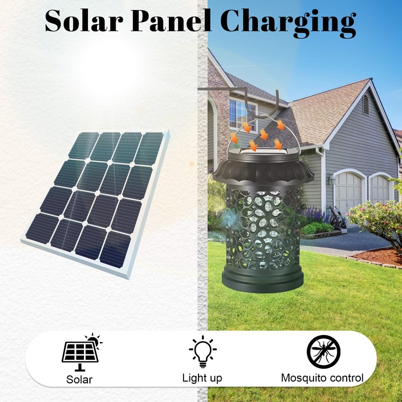 Qualirey 2 Pack Solar Bug Zapper for Outdoor & Indoor,