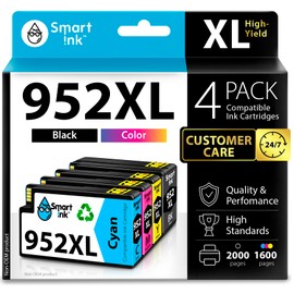 Smart Ink Compatible Ink Cartridges Replacement for HP 952XL 952 XL 4 Combo Pack (Black, Cyan/Magenta/Yellow) to use with HP OfficeJet Pro 8710 7740 8720 8715 8210 8703 OfficeJet 8702 Printers