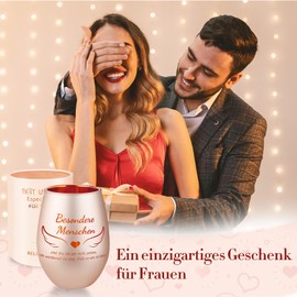 Belillpipi Geschenke für Frauen, Windlicht aus Glas in Roségold mit Geschenkbox, Teelichthalter mit Gravur, besonderes Geschenk für Geburtstag, Weihnachten, Dankeschön Geschenk für Kollegen Lehrerin