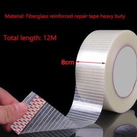 YQkangzhu RV Awning Repair Tape, 3.2 in x 39.4 feet Reinforced Fiberglass Repair Tape, Heavy Duty Filament Strapping, Waterproof Transparent Packaging Tape for Tent, Canvas, Boat Covers