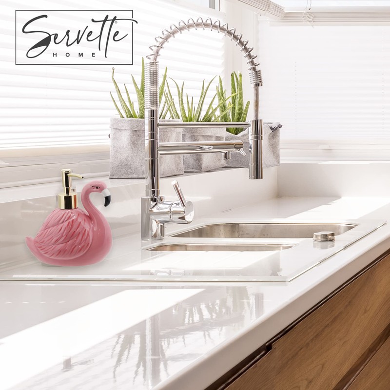 Flamingo Soap Dispenser with Pump for Bathroom or Kitchen Sink