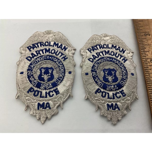 Dartmouth Police Massachusetts Patrolman collectable patch set full size new
