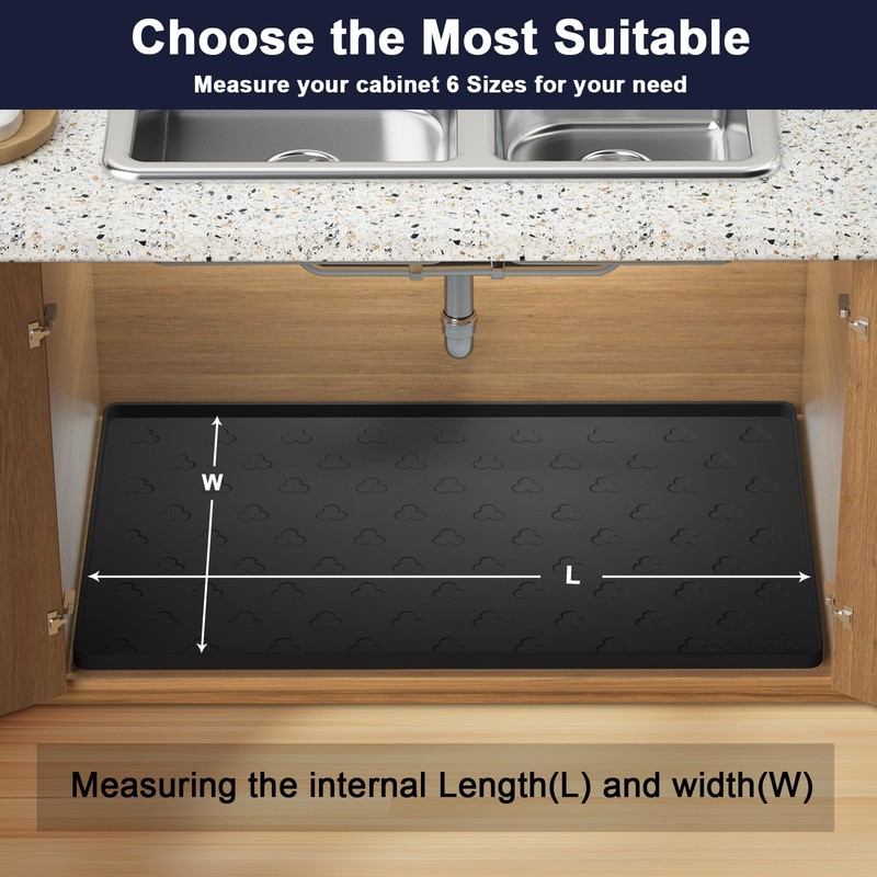 Under Sink Mat 34" x 22" Waterproof Kitchen Cabinet Mat,