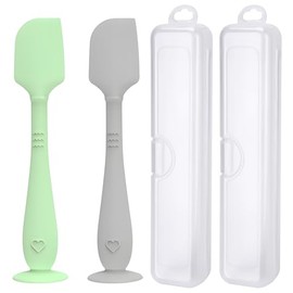 Paquete de 2 espátulas de crema para pañales con estuche de viaje higiénico, espátula para bebés con base de succión, espátula para pasta de glúteos d