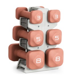 Tone Fitness 32 LB Neoprene Dumbbell Set with Storage Rack – Non-Slip, Anti-Roll Hand Weights for Home Gym Workouts - Orange